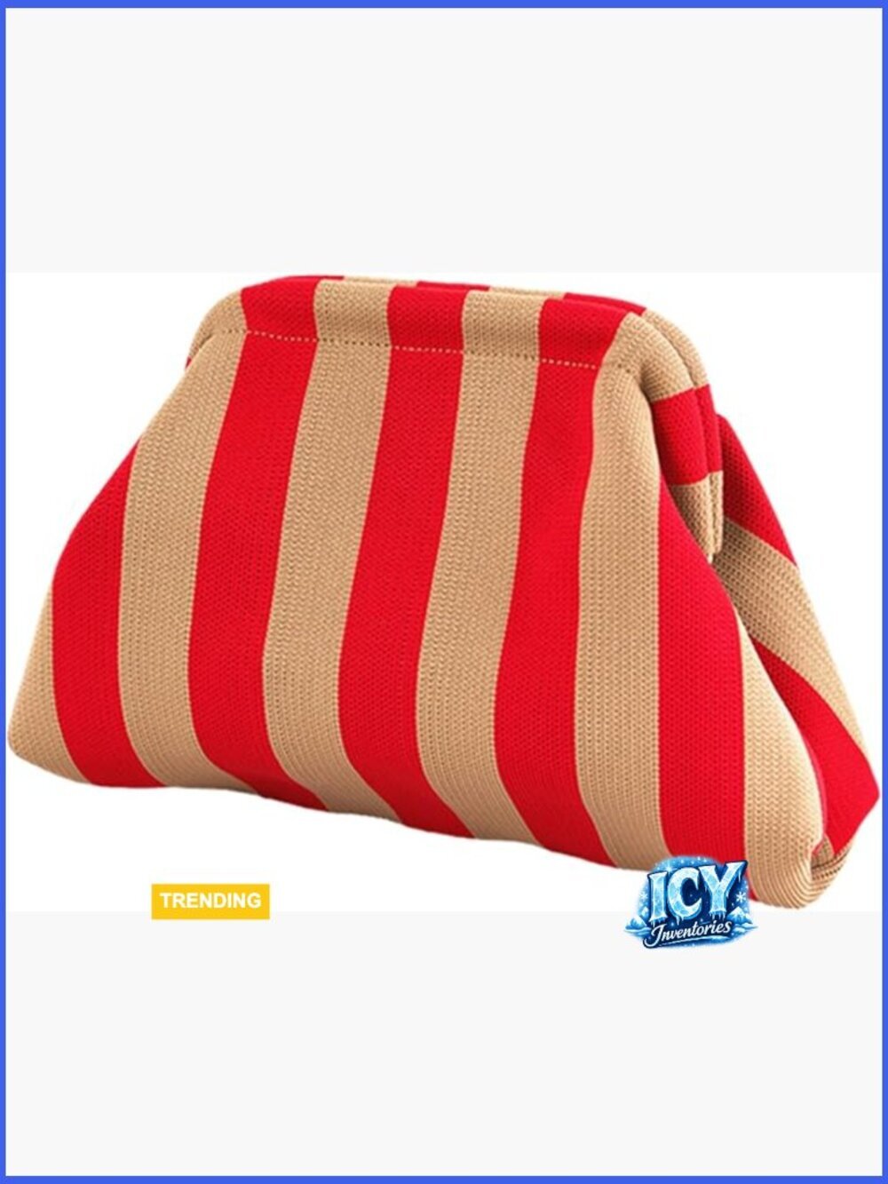 Woven Crochet Clutch Evening Bag with Kiss Lock Closure